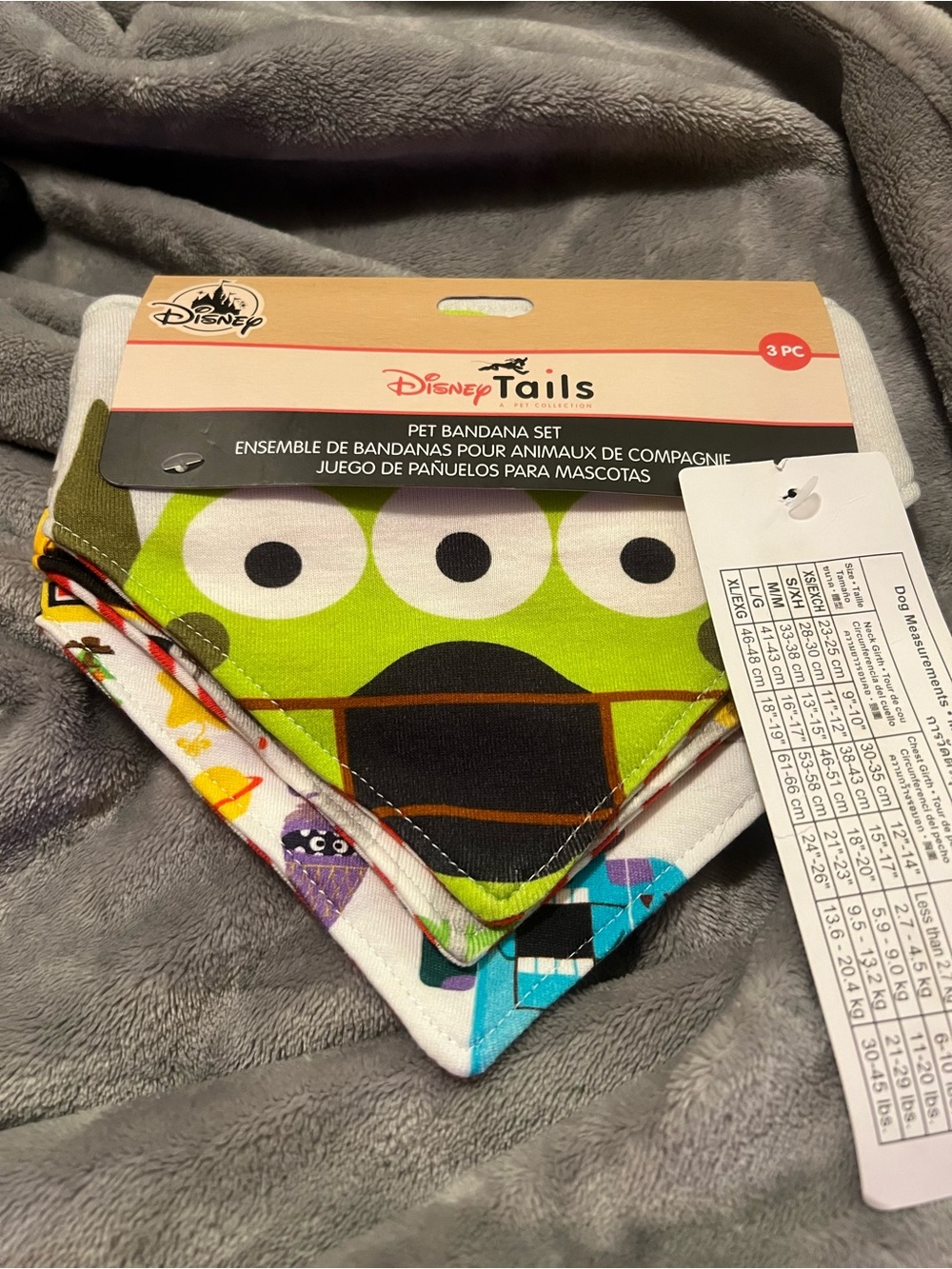 Disney Tails 3 Dog Small/Medium Bandana Set with Pixar Characters, new in pkg.